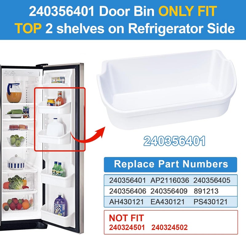 Alvar [2 PACK] UPGRADED 240356401 Refrigerator Door Bin Compatible with Frigidaire Door Shelf Replacement Parts FFSS2614QS4A, FFHS2611PFEA, FFSS2614QE6A, FFHS2622MSYA, FFHS2611LBRA, FFHS2622MS0 Door Shelf - Image 3